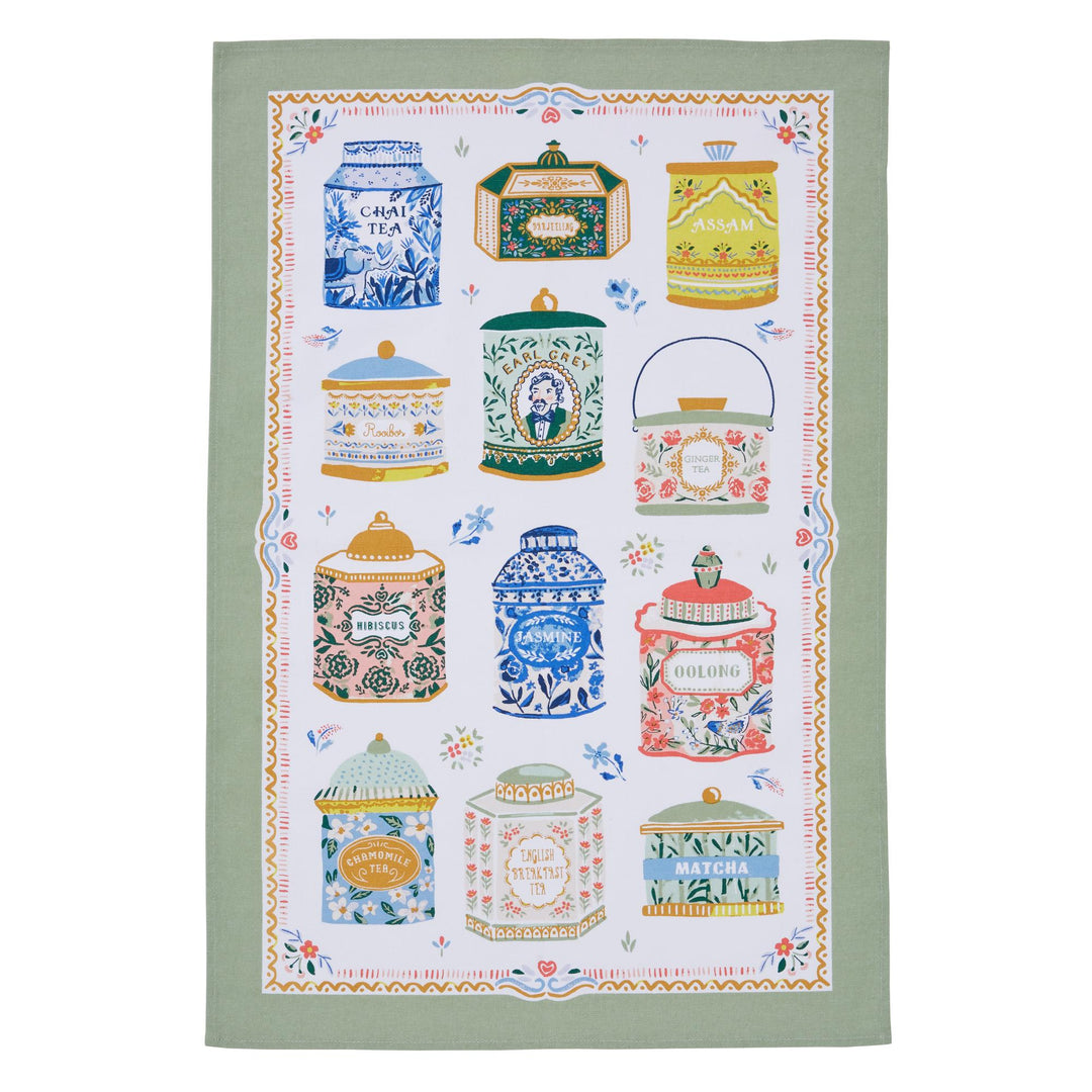 Tea Tins Cotton Tea Towel 74x48x0.2cm