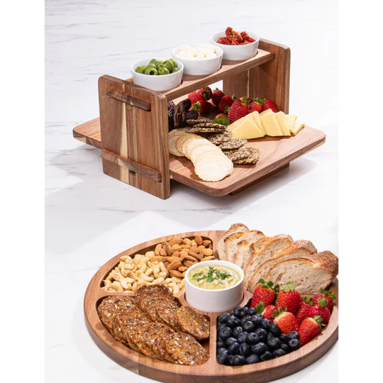 Gather 2 Tier Serving Board With 3 Bowls