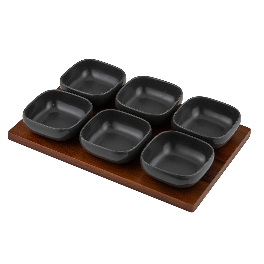 Essentials 7pc Charcoal Bowl & Tray Set 34.5x22.9x2cm