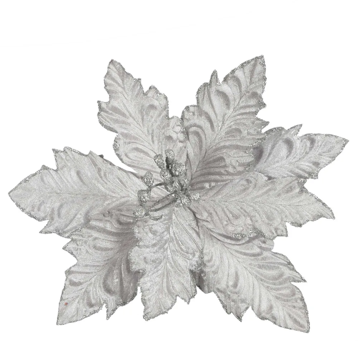 Pamile Clip on Poinsettia Silver 37cm