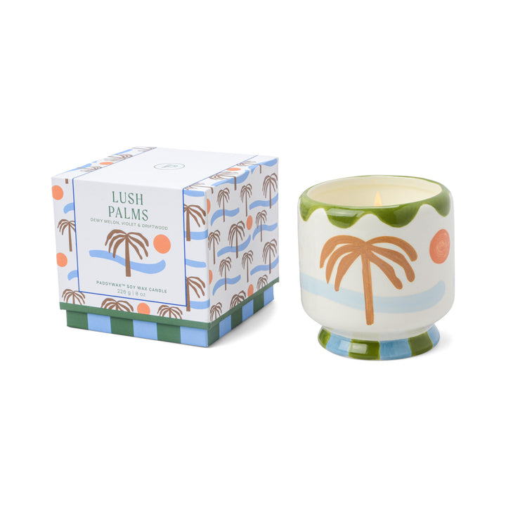 Adopo 8 Oz Palm Tree Ceramic Candle - Lush Palms