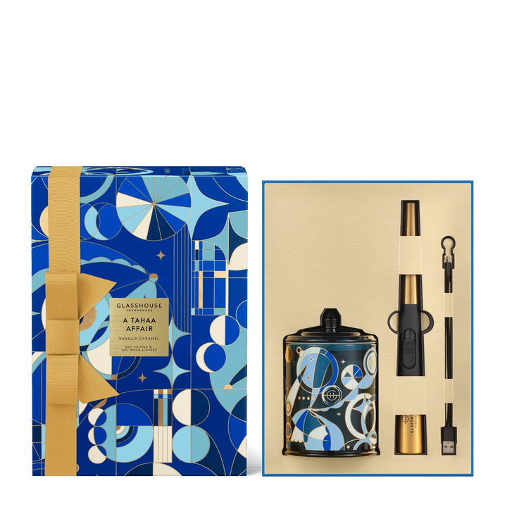 Glasshouse Fragrances Candle & Care Gift Set 380g Candle & USB Lighter - A Tahaa Affair