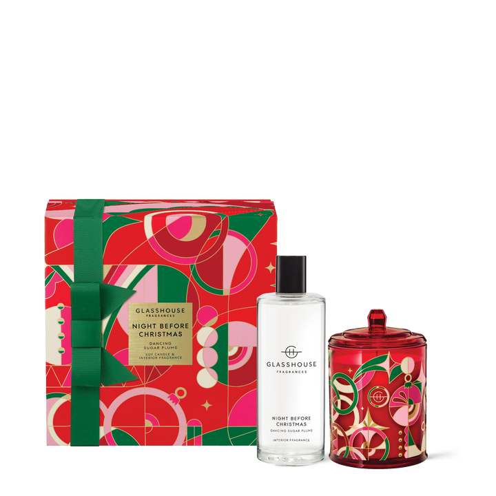 Glasshouse Fragrances 200g Candle & 150ml Interior Fragrance Gift Set Night Before Christmas Christmas