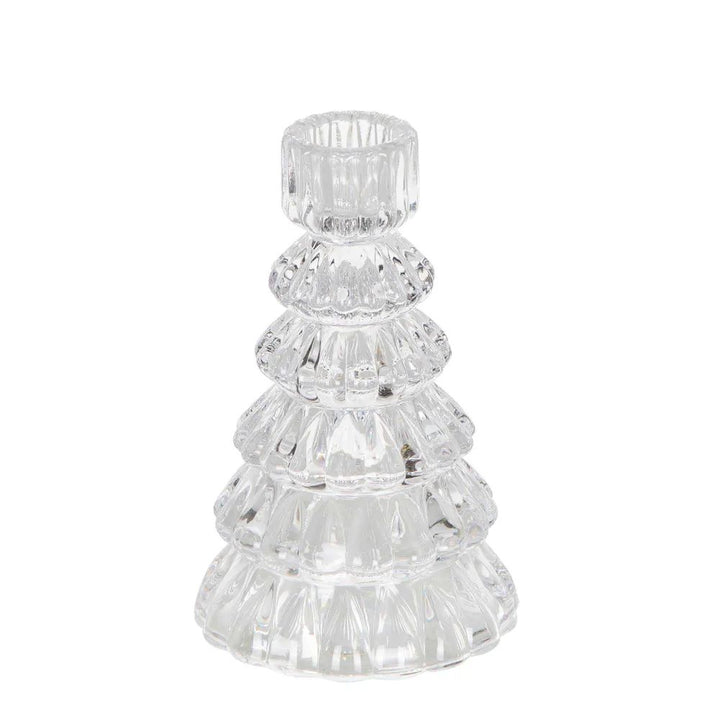 Ice Glass Tree Candle Holder Clear 13x8x8cm