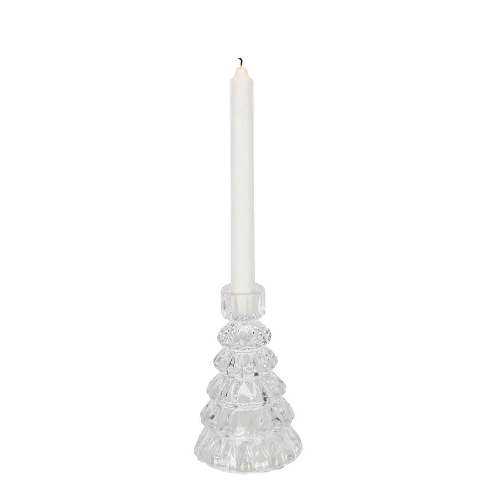 Ice Glass Tree Candle Holder Clear 13x8x8cm