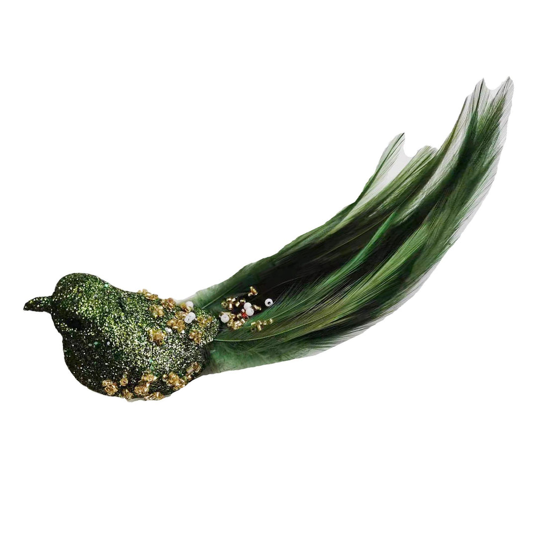 Clip On Bird Bugle Bead Emerald 17x8x4.5cm