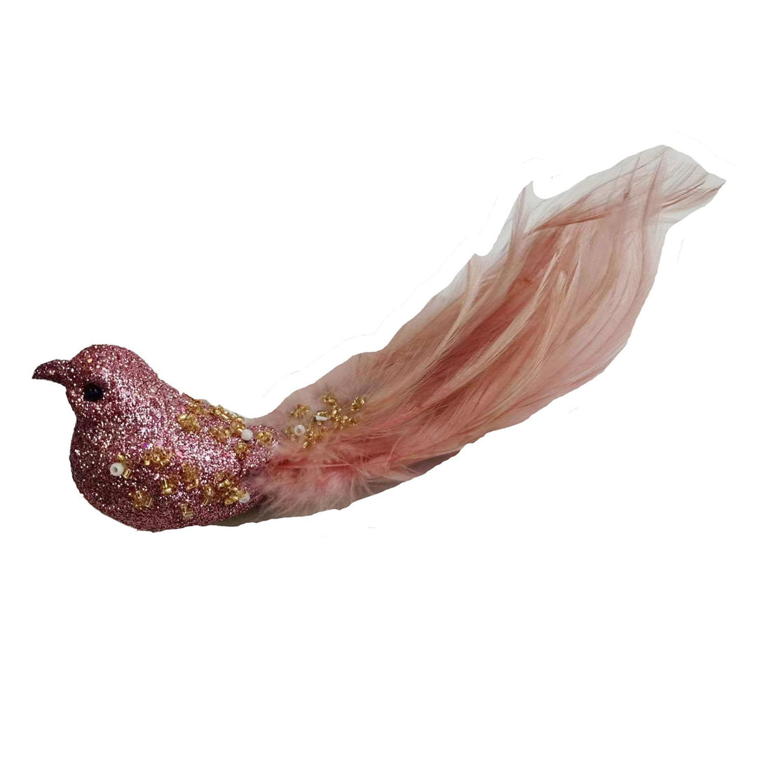 Clip On Bird Bugle Bead Pink 17x8x4.5cm