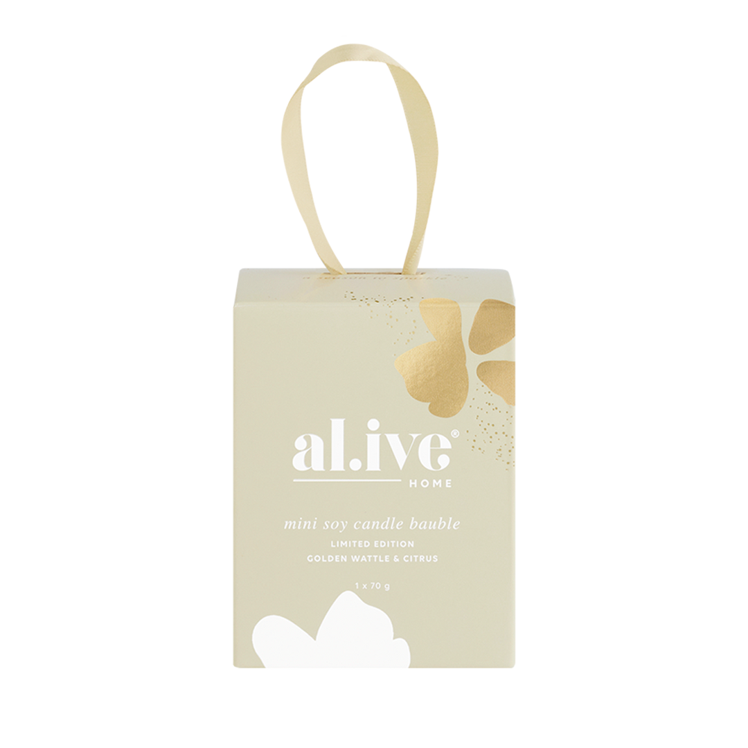 Al.ive Body Mini Soy Candle Bauble - Golden Wattle & Citrus