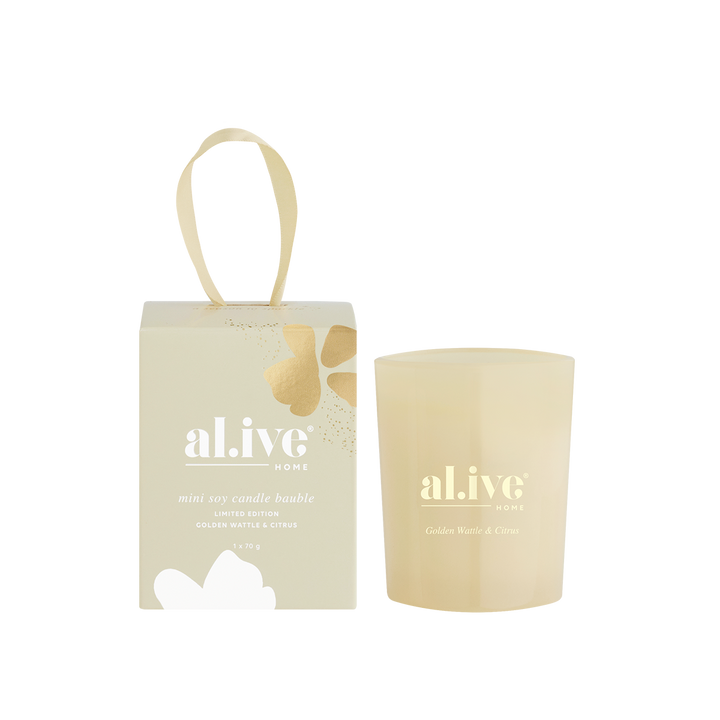 Al.ive Body Mini Soy Candle Bauble - Golden Wattle & Citrus