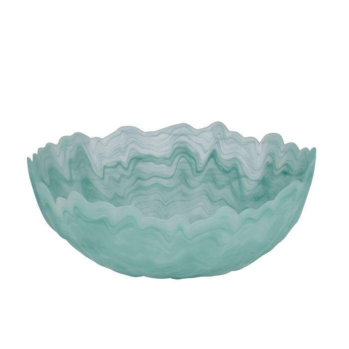 Sienna Glass Salad Bowl 26x10cm Grn/Wht