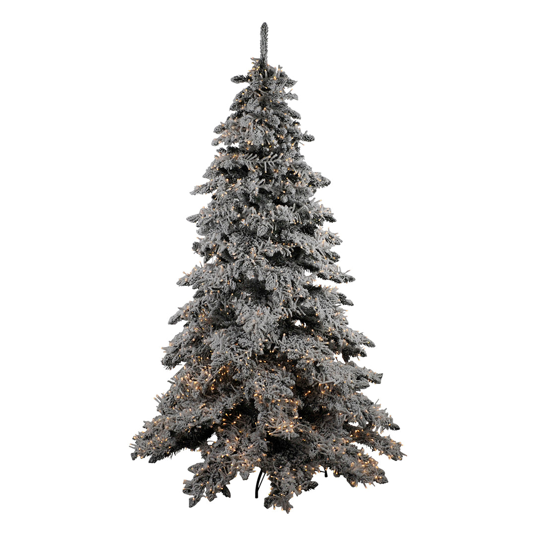 Flocked Pre Lit Snow Christmas Tree 215cm 6670 Lights